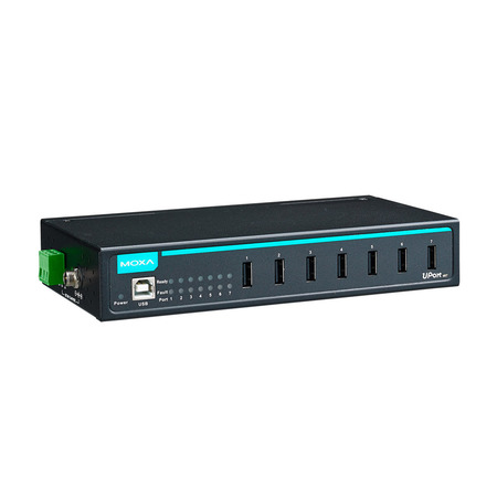 MOXA 7Port Indust.-Grade Usb Hub, W/Out Adapter, Wide Temperature UPort 407-T w/o Adapter